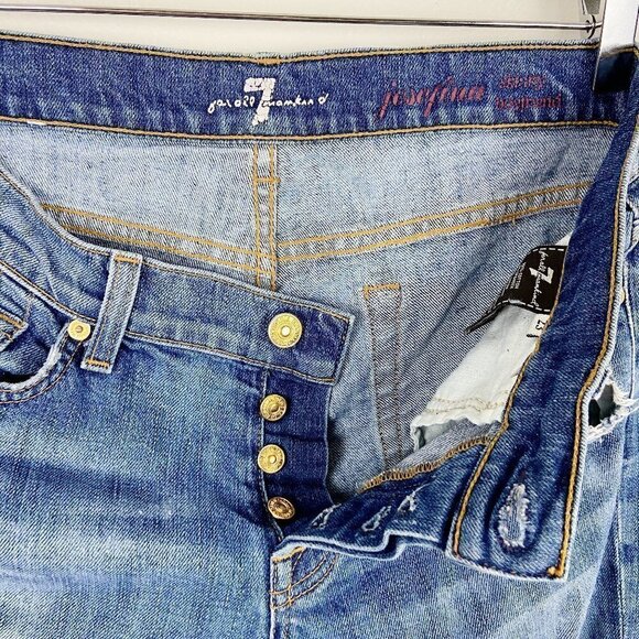 7 FOR ALL MANKIND | Josefina  Skinny Boyfriend Distressed Jeans 23 - Picture 3 of 8